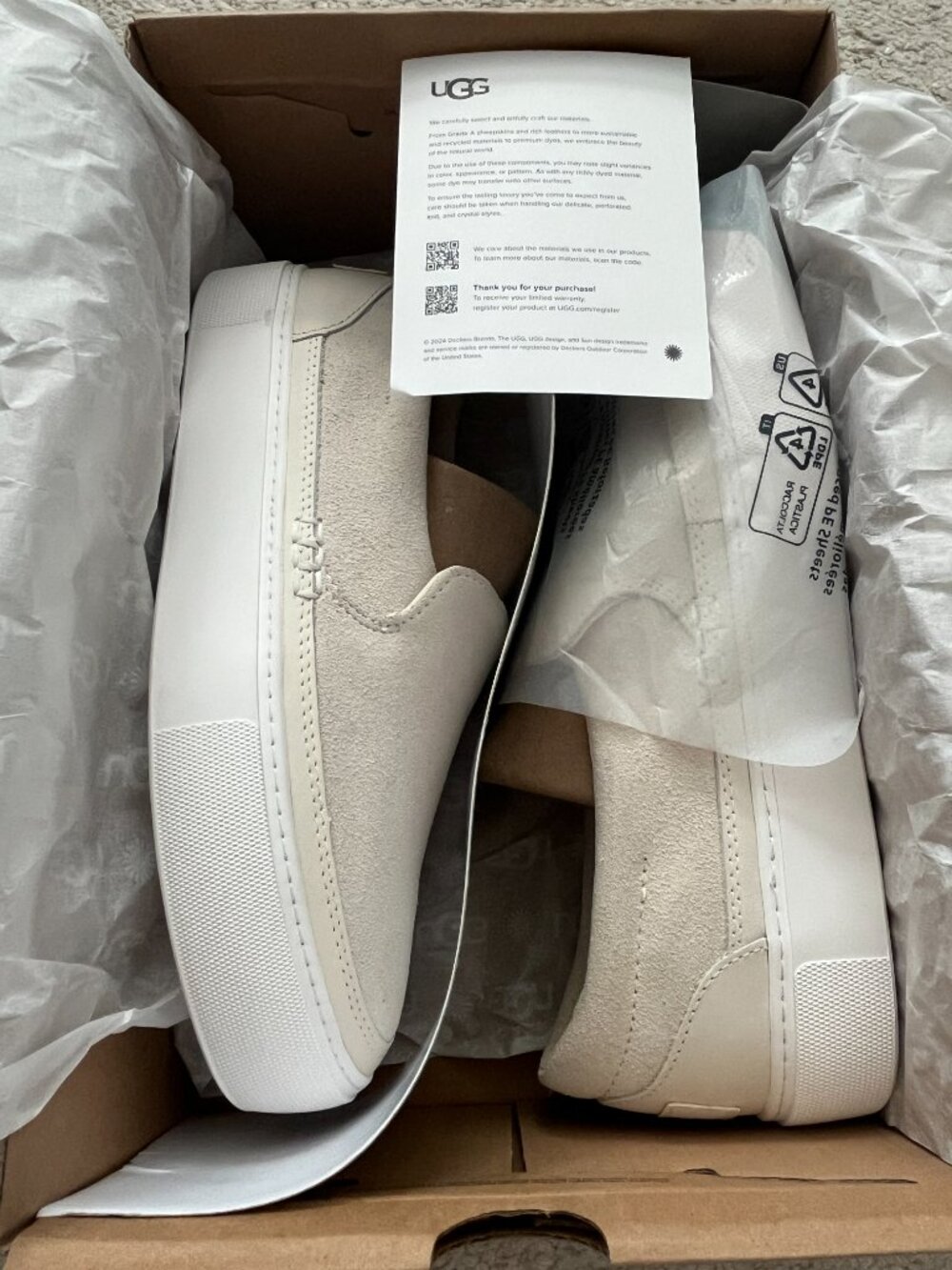 UGG Women's Cream and White Suede Leather sneakers